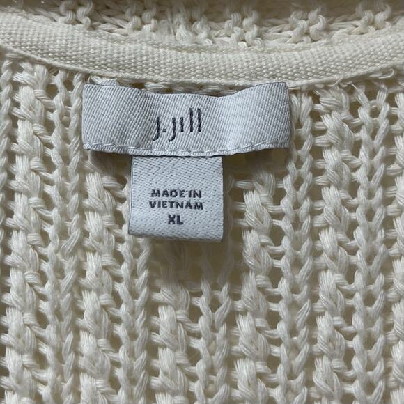 J Jill 3/4 Sleeve Crochet Button Cardigan Size XL White Coastal Grandma Beachy - Picture 5 of 7